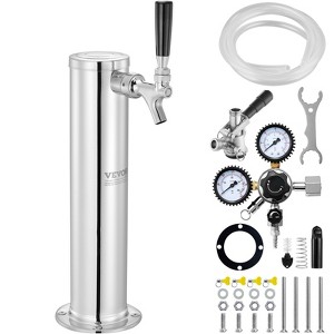 VEVOR Kegerator Tower Kit, Single Tap Beer Conversion Kit, Stainless Steel Keg Beer Tower Dispenser with Dual Gauge CGA320 Regulator - 1 of 4