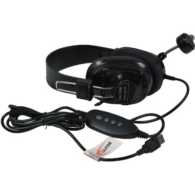 Califone 3066USB-BK Deluxe Over-Ear Stereo Headset with Gooseneck Microphone, USB Plug, Black, Each
