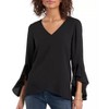 Womens Casual Tops Flutter Sleeve V Neck Blouse Flowy Petal Blouse with Ruffle Bracelet Sleeve Elegant Dressy Tops - 3 of 3