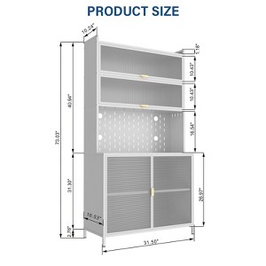 73" Standing Storage Cabinet, 6 Level Storage with Fluted Flip Doors, Open Shelf with Pegboard for More Scenes, Suit for Kitchen, Living Room - 1 of 4
