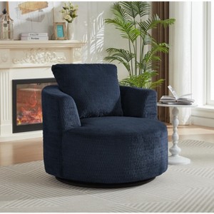 Lyngins Faux Fur Swivel Accent Chairs,Upholstered Arm Chairs with Wooden Base for Living Room,Bedroom - 1 of 4