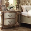 Vendome Nightstand Gold Patina/Bone Finish - Acme Furniture: Elegant Two-Drawer Bedside Table, Carved Wood Detail - 2 of 4