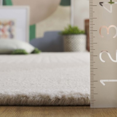 Ivory Beige Hand-Tufted Wool Rectangular Area Rug 4' x 6'