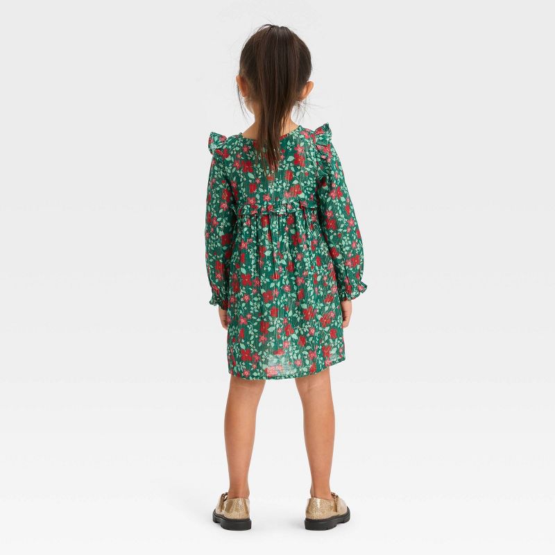 Toddler Girls' Floral Long Sleeve Dress - Cat & Jack™ Green, 3 of 7