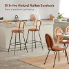 SEVOBAL Dining Chairs Counter Stools Set Of 4, Bar Stools, Faux Leather Counter Stool With Rattan Backrest, For Home, Brown, 15.6"*16.5"*33" - 3 of 4