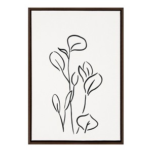 Kate and Laurel Sylvie Botanical Sketch Print No 3 Framed Canvas by The Creative Bunch Studio, 23x33, Walnut Brown - 1 of 4