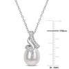 EVERLY JEWELRY | Sterling Silver 8.5-9mm Cultured Freshwater Pearl and Diamond Accent Twisted Drop Pendant with Chain - 18 in - 3 of 4