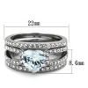 Slickblue Women’s Heart-Shaped CZ Engagement Ring in Silver Stainless Steel with Accent Stones, Sizes 5-10 - 2 of 4