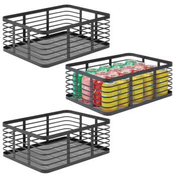 mDesign Large Steel Metal Kitchen Organizer Basket with Handles