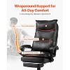 VEVOR Office Chair with Footrest, 400lb Capacity Office Chair with Lumbar Pillow, Height Adjustable PU Leather Reclining Desk Chairs, Black - 3 of 4