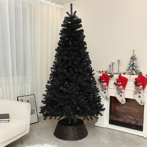 FURNIinspire Artificial Trees Indoor Tall Slim Artificial Christmas Tree With Steel Base, Christmas Decorations For Holiday, Black, 49.2"*49.2"*88.6" - 1 of 4