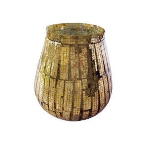 Storied Home Round Glass Mosaic Votive Candleholder, Antique Copper Finish - 1 of 3