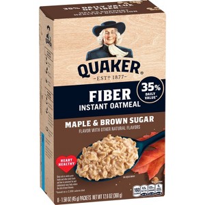 Quaker Fiber Boost Maple and Brown Sugar Flavored Instant Oatmeal - 12.6oz/8ct - 1 of 4