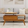 WyndenHall Tierney Lift Top Coffee Table Teak Brown: Modern Mid-Century Storage, Rubberwood Rectangle - 2 of 4
