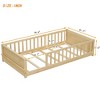 NicBex Twin Size Wood Montessori Bed with Built-in Book Storage Rack,Floor Bed with Safety Guardrails,Modern Toddler Bed for Bedroom,Natural - 3 of 4