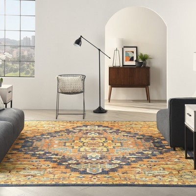 Bohemian Bliss Orange Medallion 8' x 10' Easy-Care Area Rug