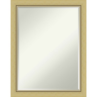 Amanti Art Landon Gold Narrow Petite Bevel Bathroom Wall Mirror 27.5 x 21.5 in.