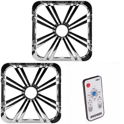 Kicker (2) 11L712GLCR 12-inch (30cm) Square Subwoofer Grille for 11S12L7,LED, Chrome & 41KMLC Remote Bundle
