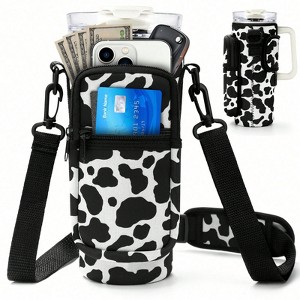 BABYYER Water Bottle Carrier Bag with Phone Pocket for Stanley 40oz Tumbler Neoprene Water Bottle Holder Pouch - 1 of 4