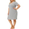 Agnes Orinda Women's Plus Size Solid Short Sleeves Lace Neck Comfort Nightgowns - 2 of 4