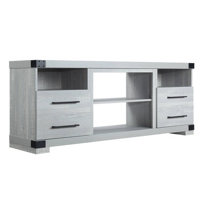 Gray Engineered Wood TV Stand with Drawers and Shelves