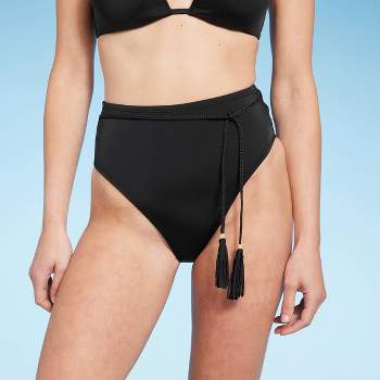 Women's Shirred High Waist Brief Full Coverage Bikini Bottom - Shade &  Shore™ Black XS