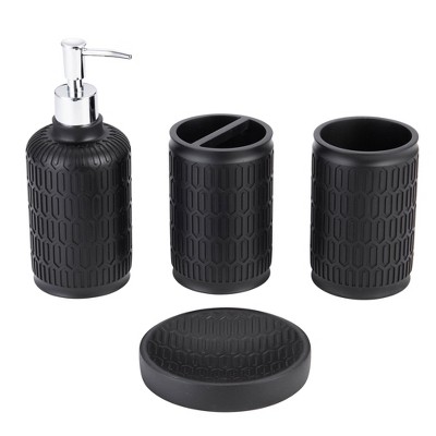 4pc Devash Resin Bath Accessory Set Black - Karlix