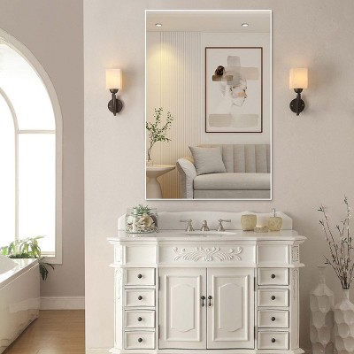 Oversized Rectangle Bathroom Mirror with Frame Decorative Large Wall Mirrors,Vertical or Horizontal Wall Mounted mirror with Aluminum-The Pop Home