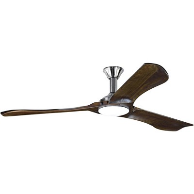 Monte Carlo 72" Minimalist Max Brushed Steel LED Damp DC Ceiling Fan