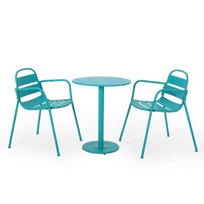 Terra Nova 3pc Outdoor Bistro Set - Matte Teal - Christopher Knight Home