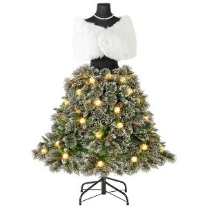 Resenkos 5-Ft Pre-Lit Hinged Mannequin Christmas Tree with 465 Tips - Green/White - 1 of 4
