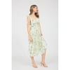 August Sky Women's Sleeveless Wide Mock Ties Ruched Floral Midi Dress - 3 of 4