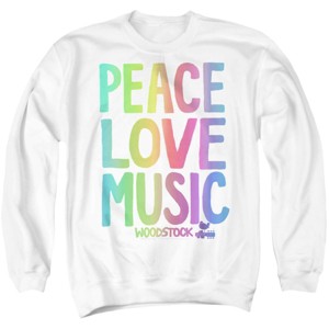 Men's Woodstock The Love, Peace, Music Crewneck Sweatshirt - 1 of 4