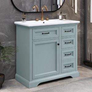 36"W Bathroom Vanity with Sink, Bathroom Cabinet with Tip-out Drawers, Storage Drawers, Door Shelf and Soft Closing Door-Christopher Knight Home - 1 of 4