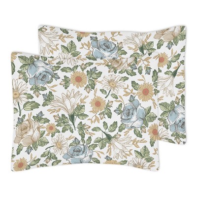 Sweet Jojo Designs Full/Queen Comforter Bedding Set Vintage Floral Blue Yellow and Gold 3pc — фото 5