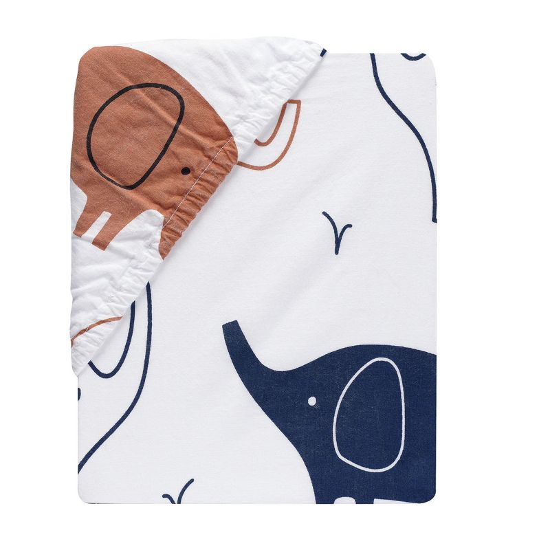 Lambs & Ivy Playful Elephant 100% Cotton White/Blue Baby Fitted Crib Sheet, 3 of 6