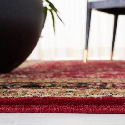 Red and Black Floral Synthetic Tufted Circle Area Rug