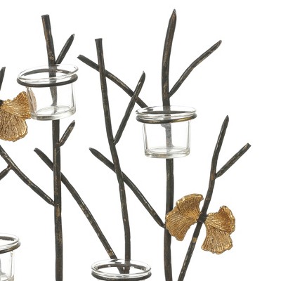 Black Metal Branches Tabletop Candelabra with Gold Butterflies