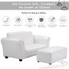 Costway White Kids Sofa Armrest Chair Couch Lounge Children Birthday Gift w/ Ottoman - 4 of 4