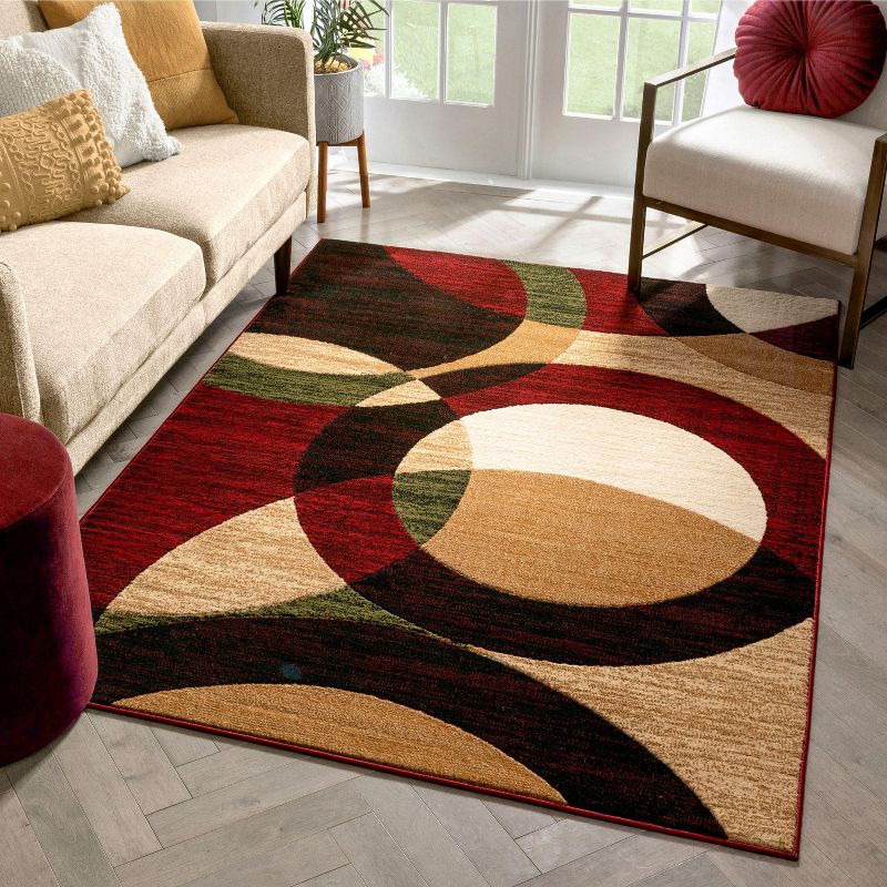 Well Woven Casual Modern Styling Shapes Circles Area Rug, 2 of 9