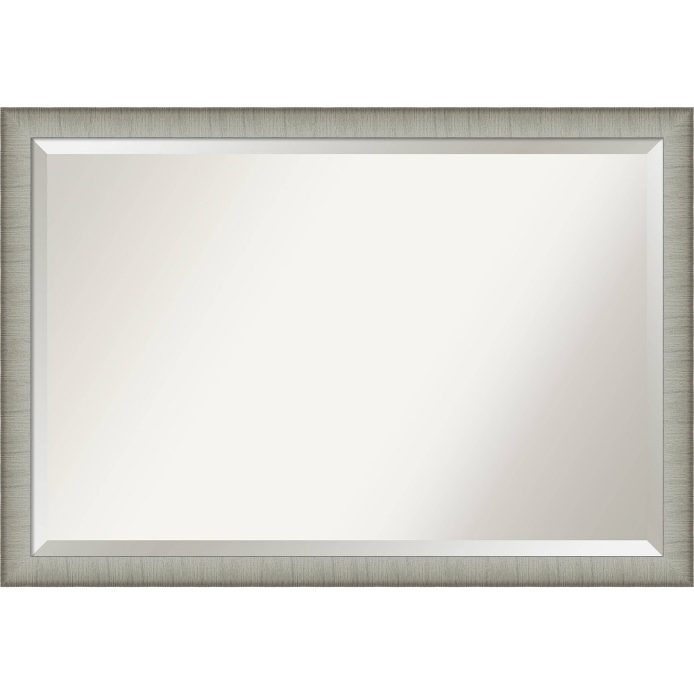 Photos - Wall Mirror 39" x 27" Elegant Brushed Framed Bathroom Vanity  Pewter - Aman