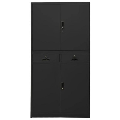 vidaXL Office Cabinet, Storage Cabinet with Lock, Lockable Metal Cabinet for Home Office, Filing Storage, Industrial Style, Anthracite Steel