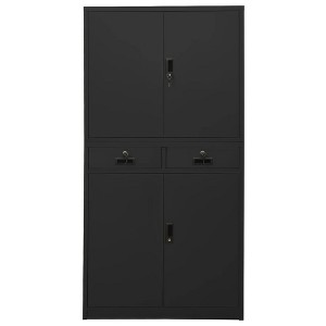 vidaXL Office Cabinet, Storage Cabinet with Lock, Lockable Metal Cabinet for Home Office, Filing Storage, Industrial Style, Anthracite Steel - 1 of 4