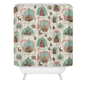 Heather Dutton Gingerbread Village Shower Curtain Cream - Deny Designs: Polyester Fabric, Non-Woven, Machine Washable - 1 of 2