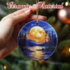 Christmas Ornaments, 2.9 Inch Ceramic Hanging Ornament, Christmas Tree Ornaments, Xmas Decorations - Full Moon Over Forest Lake - 2 of 4