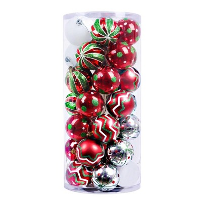 35pc Playfully Patterned Christmas Ornament Bauble Set, Round Holiday Balls| OrnamentallyYou