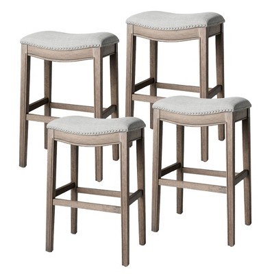 Maven Lane Adrien Upholstered Backless Saddle Kitchen Stool, Set of 4
