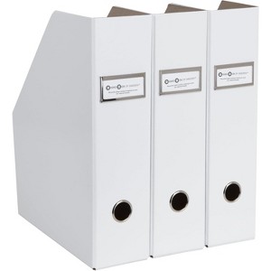 Bigso Fiona 3-Piece Magazine File Set – Upright Storage Boxes with Label Holders for A4/Letter Docs, White - 1 of 4