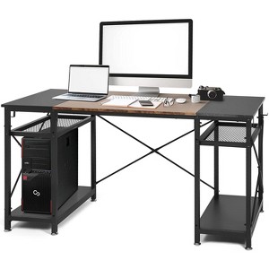 DOMETOUR 47.2" Computer Desk w/ 4 Storage Shelves & 4 Hooks, Large Desk Study Writing Table - 1 of 4