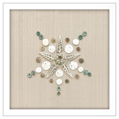 HomeRoots Caparazon Seashells and Coastal Icons White Framed Wall Art